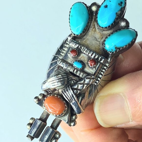 Native American Navajo Kachina Sterling silver coral Turquoise